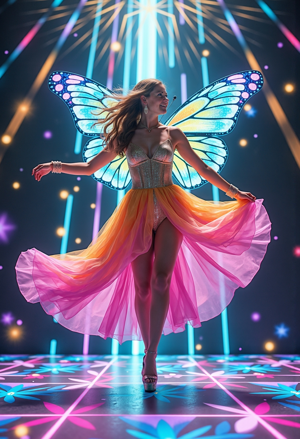 amy773 blue eyed woman twirls on a kalei-FLUX TRAI